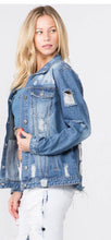 Load image into Gallery viewer, Distressed Denim "Fashion Tour" Jacket-Oversized
