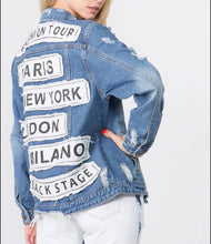 Load image into Gallery viewer, Distressed Denim "Fashion Tour" Jacket-Oversized
