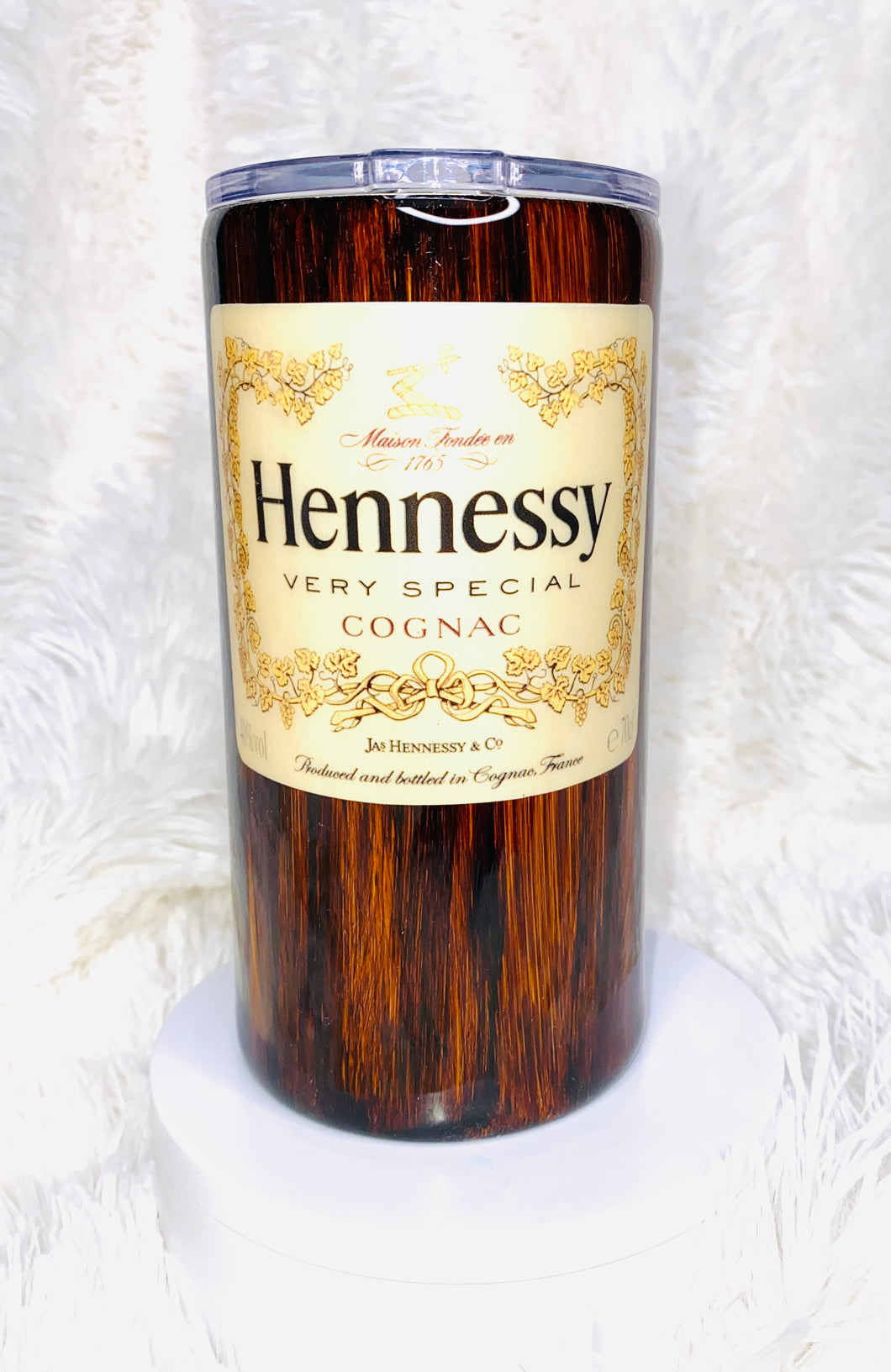 Dark Woodgrain Hennessy Theme Tumbler