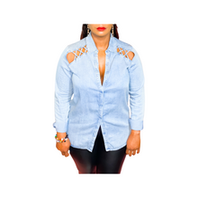 Load image into Gallery viewer, CRISSY CROSS DENIM SHIRT
