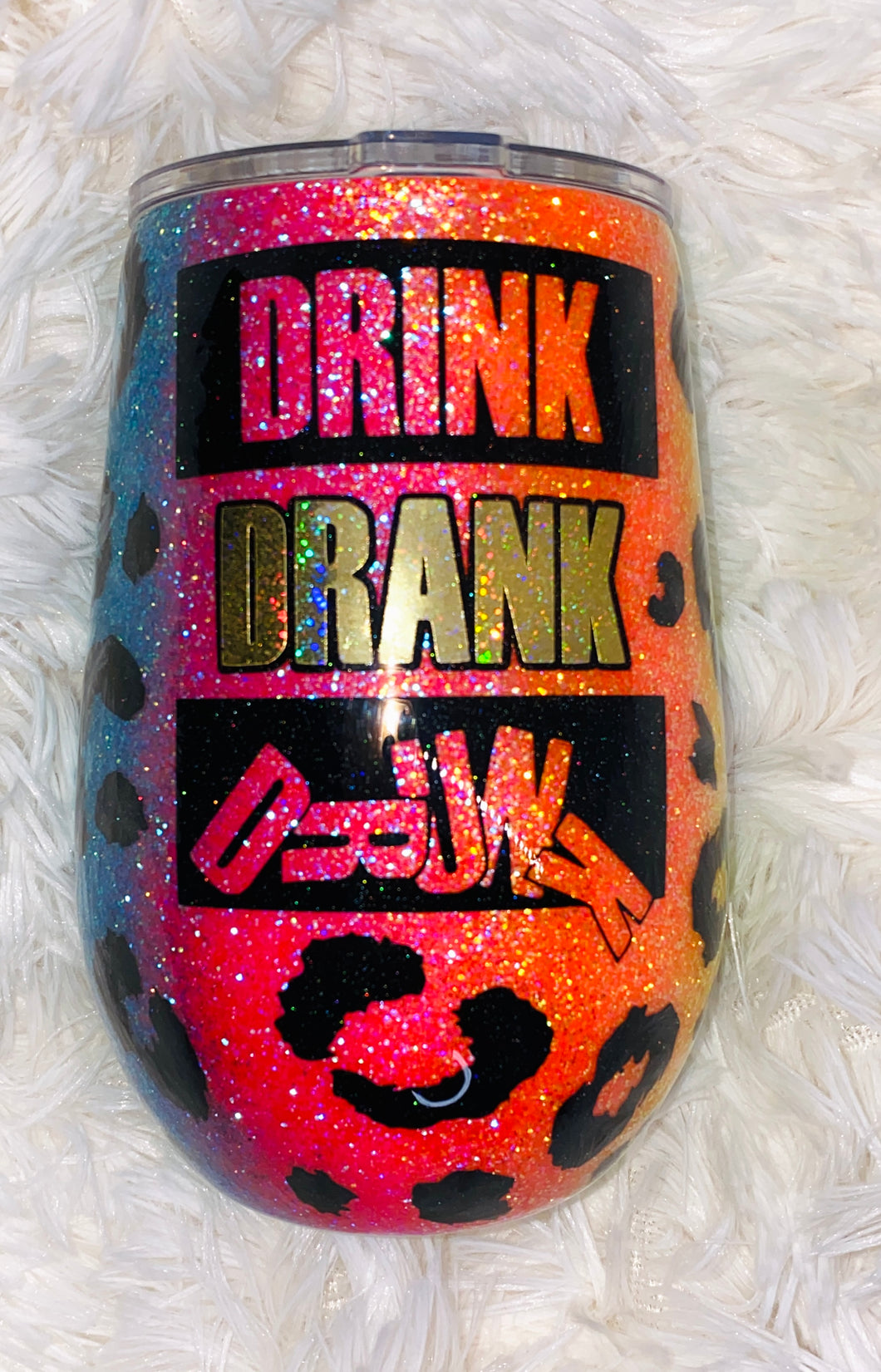 14oz-Drink Drank Drunk Rainbow Leopard