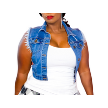 Load image into Gallery viewer, DENIM DISTRESSED VEST
