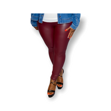 Load image into Gallery viewer, FOXY FAUX LEATHER LEGGINGS-DK BURGUNDY
