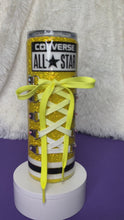 Load and play video in Gallery viewer, 20oz Skinny-Converse Theme with Real Shoe laces-Yellow
