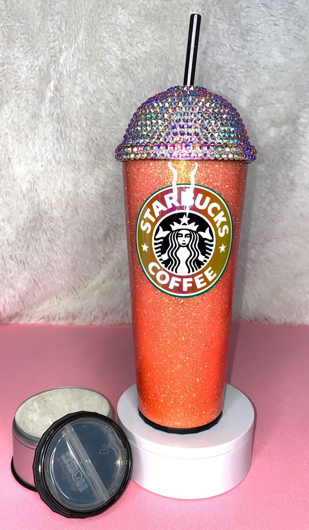 Blinged Dome Starbucks Theme Orange-30oz