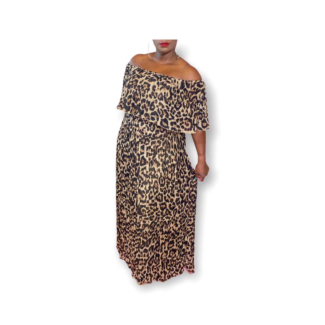 LEOPARD ME PLEAT DRESS