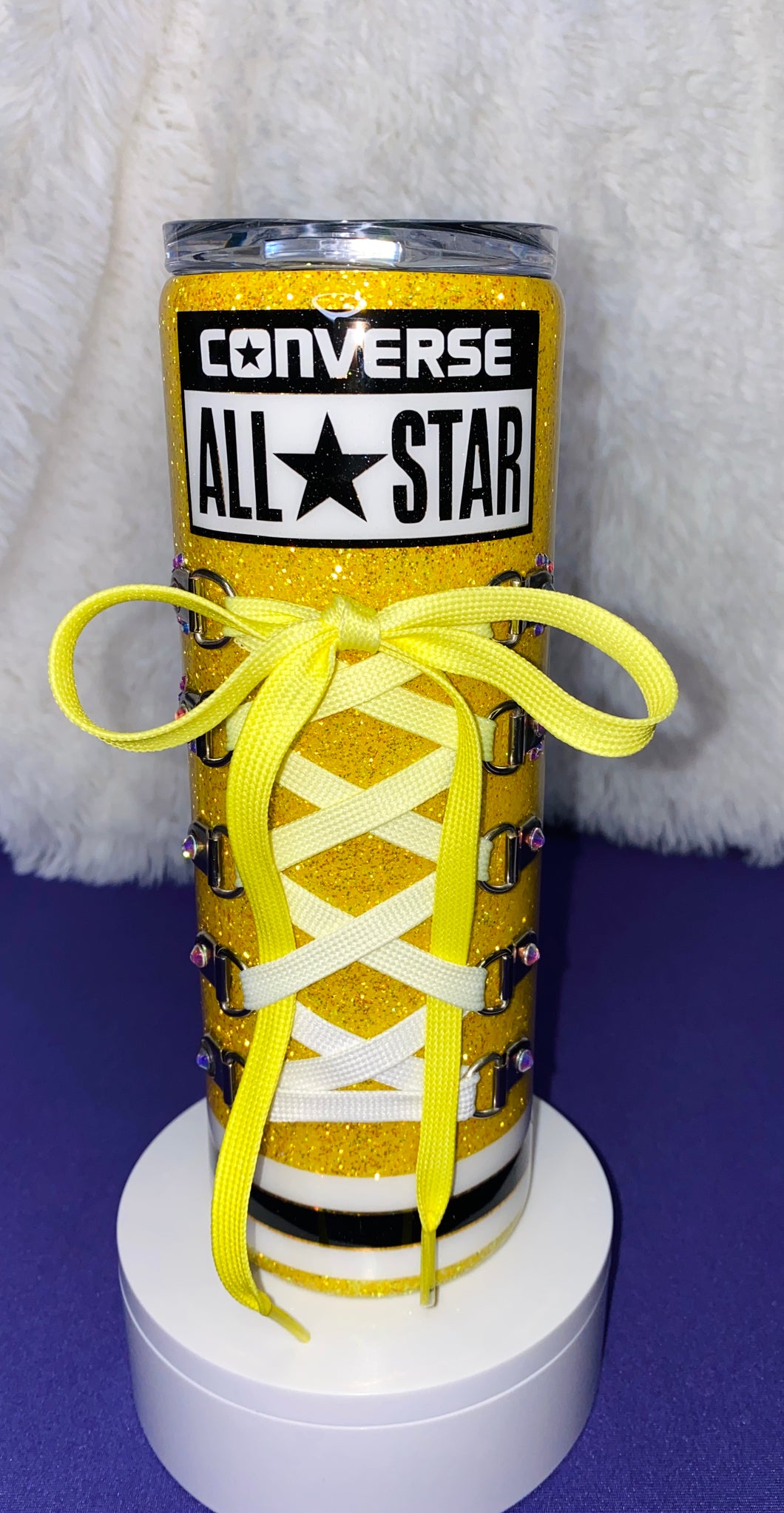 20oz Skinny-Converse Theme with Real Shoe laces-Yellow