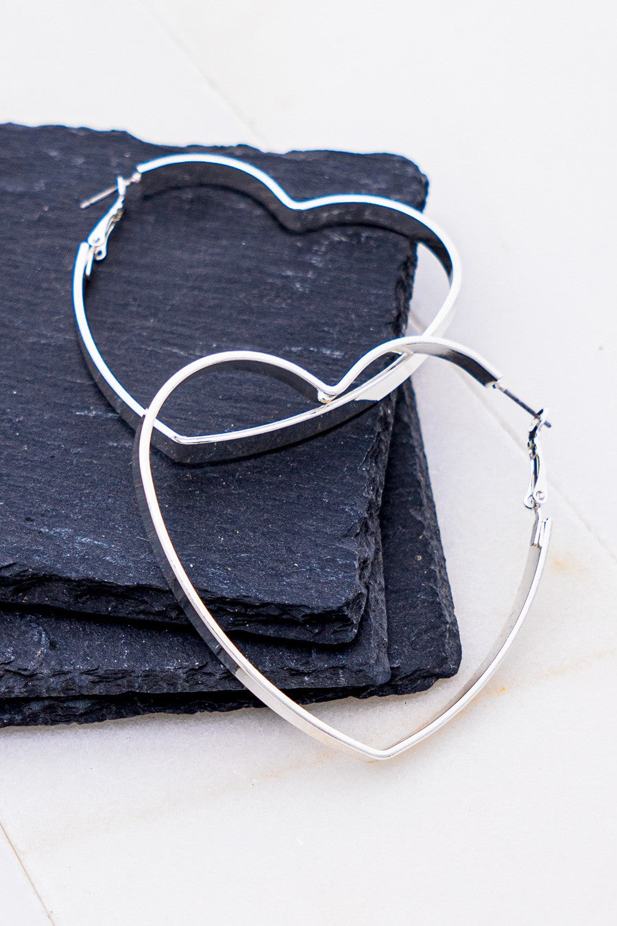 SILVER-HEART SHAPE HOOPS