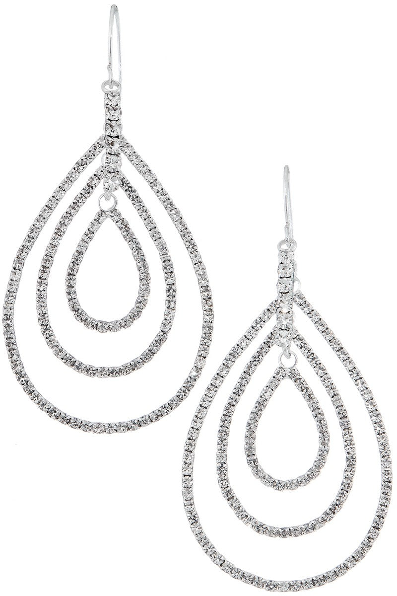 RHINESTONE TRIPLE RAIN DROP EARRINGS